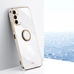 XINLI Straight Edge 6D Electroplate TPU Phone Case with Ring Holder, For Samsung Galaxy A15, For Samsung Galaxy A55, For Samsung Galaxy A35 5G