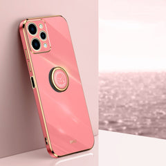 XINLI Straight Edge 6D Electroplate TPU Phone Case with Ring Holder, For Xiaomi Redmi Note 12R, For Xiaomi Redmi K70, For Xiaomi Redmi 12 4G
