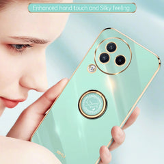 XINLI Straight Edge 6D Electroplate TPU Phone Case with Ring Holder