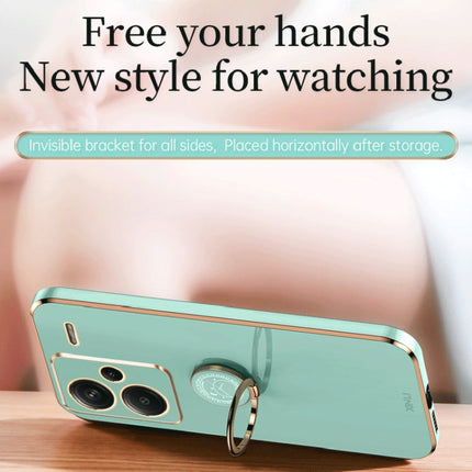 XINLI Straight Edge 6D Electroplate TPU Phone Case with Ring Holder