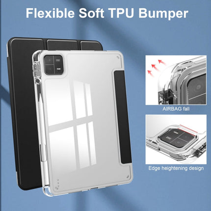 3-fold Clear TPU Smart Leather Tablet Case, For Xiaomi Pad 6 / 6 Pro