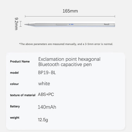 BP19-BL Type-C Universal Magnetic Hexagon Bluetooth Stylus Pen, BP19-BL