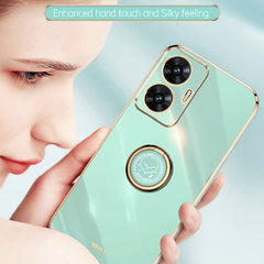 XINLI Straight Edge 6D Electroplate TPU Phone Case with Ring Holder