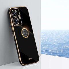 XINLI Straight Edge 6D Electroplate TPU Phone Case with Ring Holder, For Realme GT Neo5 SE, For Realme C55