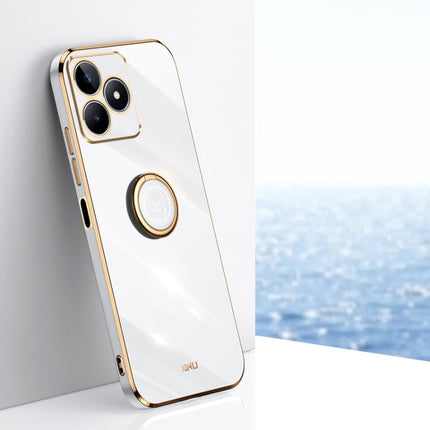 XINLI Straight Edge 6D Electroplate TPU Phone Case with Ring Holder