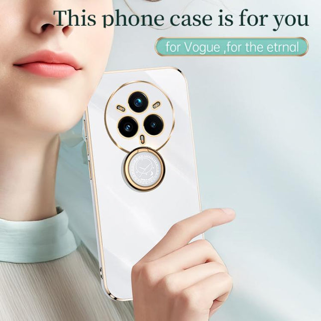 XINLI Straight Edge 6D Electroplate TPU Phone Case with Ring Holder