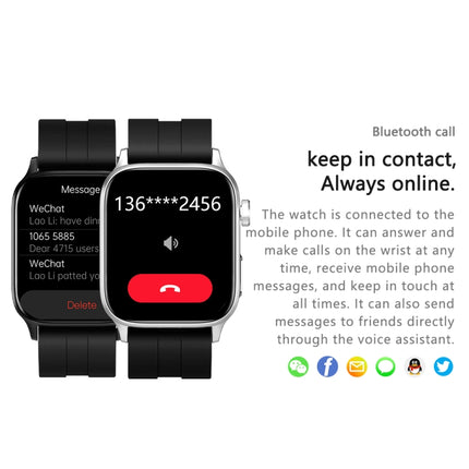 G22 1.85 inch TFT Screen Silicone Band Health Smart Watch, Support Bluetooth Call / Plateau Blood Oxygen / Body Temperature / Arrhythmia / TI Heart Rate Monitoring