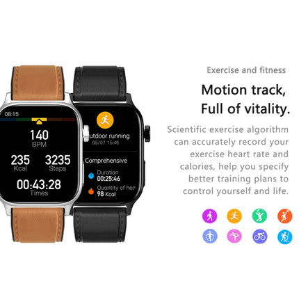 G22 1.85 inch TFT Screen Silicone Band Health Smart Watch, Support Bluetooth Call / Plateau Blood Oxygen / Body Temperature / Arrhythmia / TI Heart Rate Monitoring