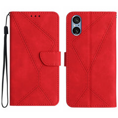 Stitching Embossed Leather Phone Case, For Sony Xperia 5 IV, For Sony Xperia 5 V, For Sony Xperia 10 III, For Sony Xperia 10 IV