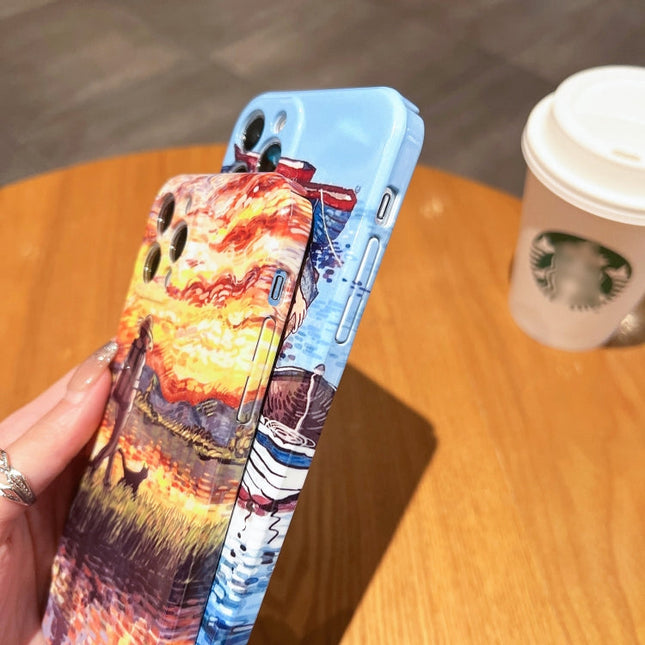 Oil Painting Pattern Glossy PC Phone Case, For iPhone XS Max, For iPhone 8 Plus / 7 Plus