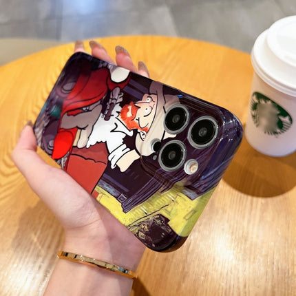Oil Painting Pattern Glossy PC Phone Case, For iPhone 15 Pro Max, For iPhone 15 Pro, For iPhone 15 Plus, For iPhone 15