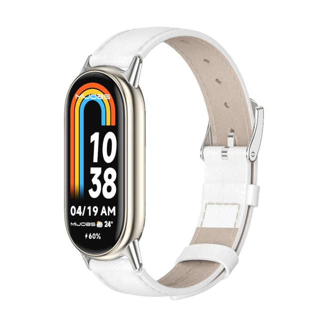 Mijobs Genuine Leather Watch Band, For Xiaomi Smart Band 10 / 9 / 8