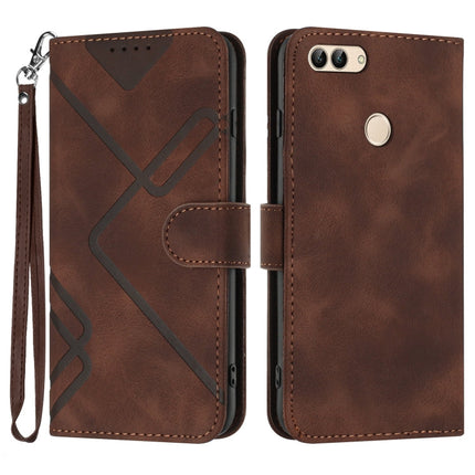 Line Pattern Skin Feel Leather Phone Case, For Huawei P20 Pro, For Huawei P20 lite, For Huawei P smart 2018/Enjoy 7S, For Huawei Mate 10 Lite/Maimang 6