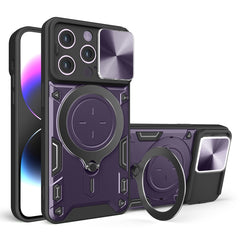 CD Texture Sliding Camshield Magnetic Holder Phone Case, For iPhone 14, For iPhone 14 Pro, For iPhone 14 Pro Max, For iPhone 13 Pro Max, For iPhone 13 Pro