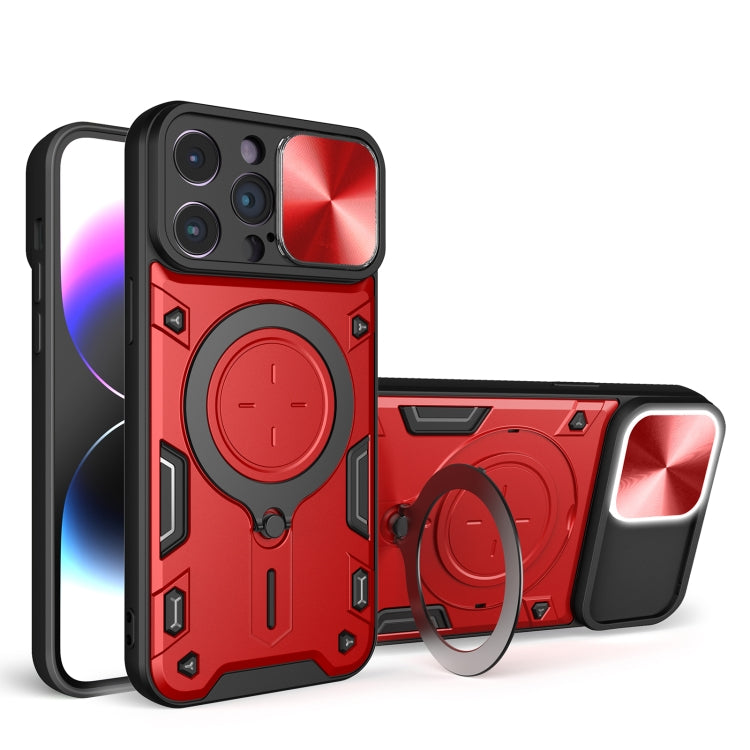 CD Texture Sliding Camshield Magnetic Holder Phone Case, For iPhone 16 Pro, For iPhone 14 Plus, For iPhone 14 Pro Max, For iPhone 13 Pro Max, For iPhone 13