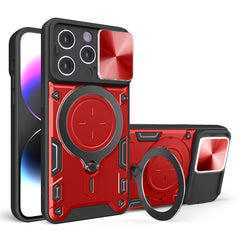 CD Texture Sliding Camshield Magnetic Holder Phone Case, For iPhone 14, For iPhone 14 Pro, For iPhone 14 Pro Max, For iPhone 13 Pro Max, For iPhone 13 Pro