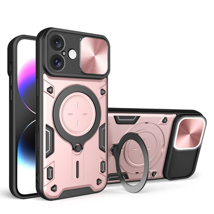 CD Texture Sliding Camshield Magnetic Holder Phone Case, For iPhone 16, For iPhone 15 Pro Max, For iPhone 15 Pro, For iPhone 15 Plus