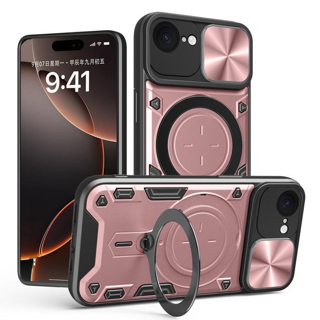CD Texture Sliding Camshield Magnetic Holder Phone Case, For iPhone 17e / 16e, For iPhone 17 Pro Max, For iPhone 17 Pro, For iPhone 17