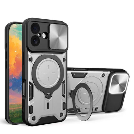 CD Texture Sliding Camshield Magnetic Holder Phone Case, For iPhone Air, For iPhone 16 Pro Max, For iPhone 16 Pro, For iPhone 16 Plus