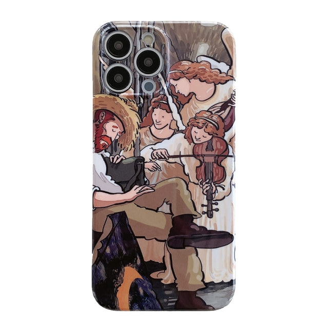 Oil Painting Pattern Glossy PC Phone Case, For iPhone 15 Pro Max, For iPhone 15 Pro, For iPhone 15 Plus, For iPhone 15, For iPhone 14 Plus, For iPhone 14