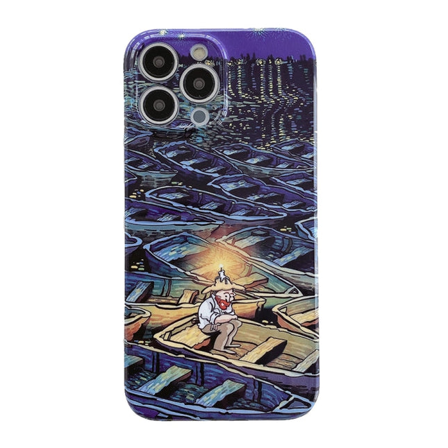 Oil Painting Pattern Glossy PC Phone Case, For iPhone 15 Pro Max, For iPhone 15 Pro, For iPhone 15 Plus, For iPhone 15, For iPhone 14 Plus, For iPhone 14