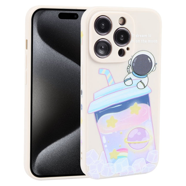 Milk Tea Astronaut Pattern Liquid Silicone Phone Case, For iPhone 15 Pro Max, For iPhone 15 Pro, For iPhone 15 Plus, For iPhone 15, For iPhone 14 Plus, For iPhone 14, For iPhone 14 Pro, For iPhone 14 Pro Max, For iPhone SE 2022 / SE 2020 / 8 / 7�������...