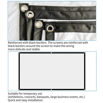 Simple Folding Thin Polyester Projector Film Curtain, 30 inch 16:9, 150 inch 4:3, 180 inch 16:9, 150 inch 16:9, 200 inch 16:9