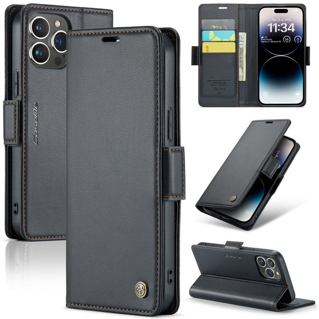CaseMe 023 Butterfly Buckle Litchi Texture RFID Anti-theft Leather Phone Case, For iPhone 14 Pro, For iPhone 15 Plus, For iPhone 15, For iPhone 14 Pro Max