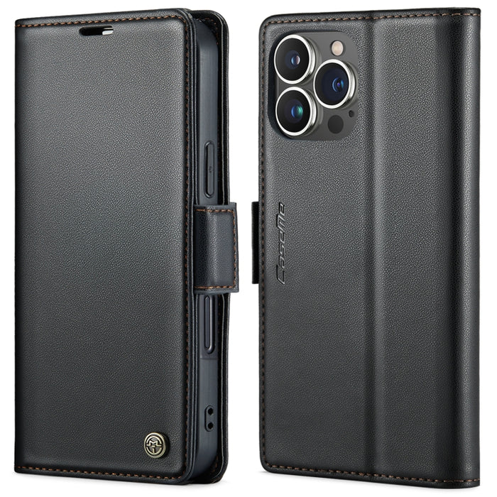 CaseMe 023 Butterfly Buckle Litchi Texture RFID Anti-theft Leather Phone Case, For iPhone 15 Pro Max, For iPhone 14, For iPhone 14 Plus, For iPhone 15 Pro