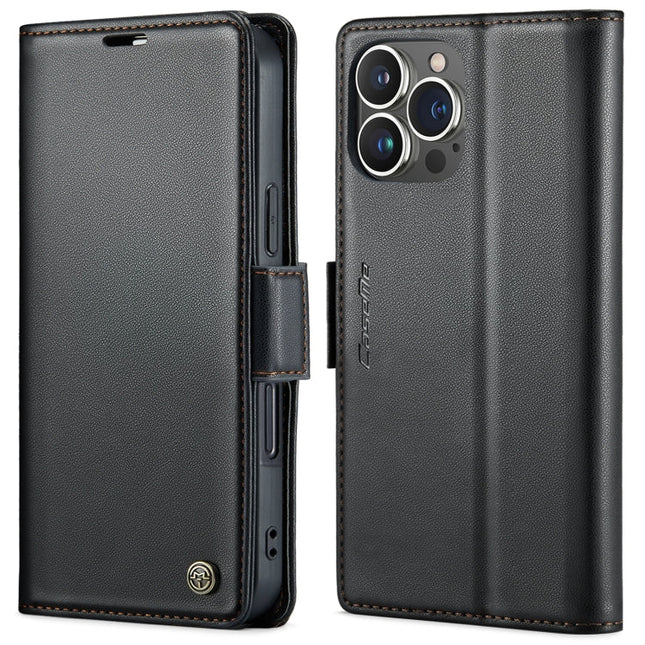 CaseMe 023 Butterfly Buckle Litchi Texture RFID Anti-theft Leather Phone Case, For iPhone 15 Pro Max, For iPhone 14, For iPhone 15 Pro, For iPhone 14 Plus