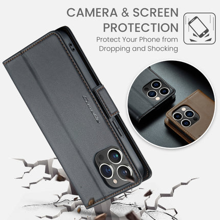 CaseMe 023 Butterfly Buckle Litchi Texture RFID Anti-theft Leather Phone Case, For iPhone 15 Pro Max, For iPhone 14, For iPhone 14 Plus, For iPhone 15 Pro