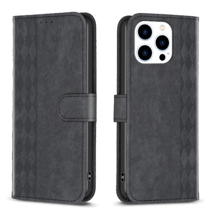 Plaid Embossed Leather Phone Case, For iPhone 15 Pro Max, For iPhone 14, For iPhone 14 Plus, For iPhone 14 Pro