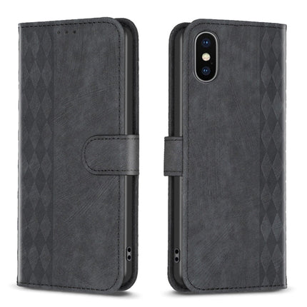 Plaid Embossed Leather Phone Case, For iPhone 15 Plus, For iPhone 11 Pro, For iPhone 11 Pro Max, For iPhone X / XS