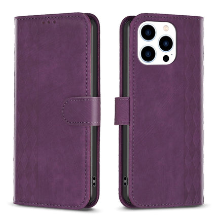 Plaid Embossed Leather Phone Case, For iPhone 15 Pro Max, For iPhone 14, For iPhone 14 Plus, For iPhone 14 Pro
