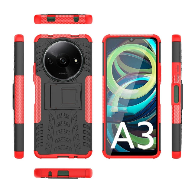 Tire Texture TPU + PC Phone Case with Holder, For Xiaomi Redmi A3 4G, For Xiaomi Redmi Note 13 4G, For Xiaomi Poco C65, For Xiaomi Redmi Note 13 5G Global, For Xiaomi Redmi 13C 4G