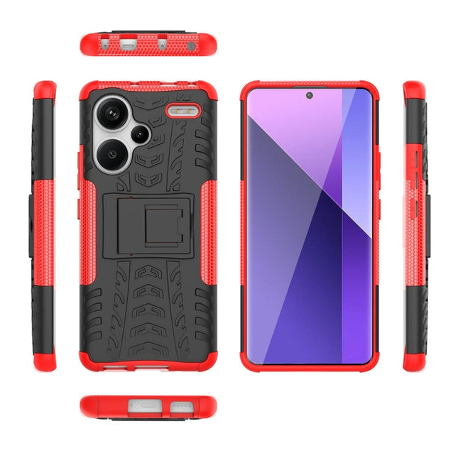 Tire Texture TPU + PC Phone Case with Holder, For Xiaomi Redmi Note 13 Pro+ 5G, For Xiaomi Redmi Note 13 Pro 5G Global, For Xiaomi Redmi 12 4G, For Xiaomi Redmi Note 12S / 11S / 11, For Xiaomi Redmi Note 12 4G Global