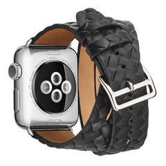 Top-grain Leather Embossed Crown Watchband, For Apple Watch Series 5 & 4 40mm / 3& 2 & 1 38mm, For Apple Watch Series 8&7 45mm / SE 2&6&SE&5&4 44mm / 3&2&1 42mm, For Apple Watch Series 7 45mm / 6 & SE & 5 & 4 44mm / 3 & 2 & 1 42mm