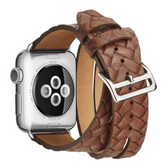 Top-grain Leather Embossed Crown Watchband, For Apple Watch Series 5 & 4 40mm / 3& 2 & 1 38mm, For Apple Watch Series 8&7 45mm / SE 2&6&SE&5&4 44mm / 3&2&1 42mm, For Apple Watch Series 7 45mm / 6 & SE & 5 & 4 44mm / 3 & 2 & 1 42mm