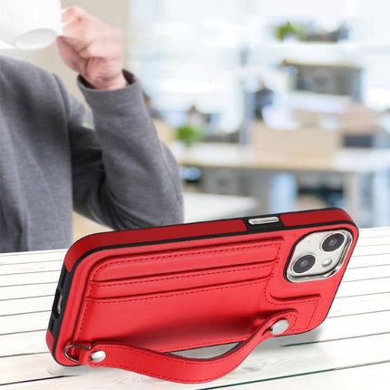 Shockproof Leather Phone Case with Wrist Strap, For iPhone 13, For iPhone 13 Pro, For iPhone 13 Pro Max, For iPhone 12 / 12 Pro