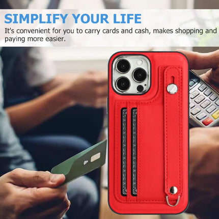 Shockproof Leather Phone Case with Wrist Strap, For iPhone 15 Pro Max, For iPhone 14, For iPhone 14 Plus, For iPhone 15 Pro