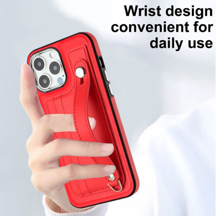 Shockproof Leather Phone Case with Wrist Strap, For iPhone 15 Pro Max, For iPhone 14, For iPhone 14 Plus, For iPhone 15 Pro