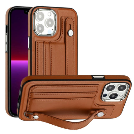 Shockproof Leather Phone Case with Wrist Strap, For iPhone 15 Pro Max, For iPhone 14, For iPhone 14 Plus, For iPhone 15 Pro