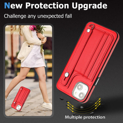 Shockproof Leather Phone Case with Wrist Strap, For iPhone 15 Plus, For iPhone 14 Pro, For iPhone 15, For iPhone 14 Pro Max