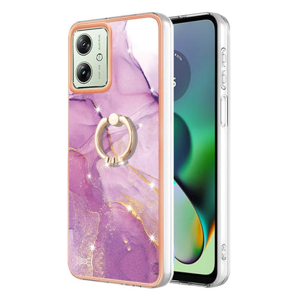 Electroplating Marble IMD TPU Phone Case with Ring Holder, For Motorola Moto G04 4G / G24 4G, For Motorola Moto G34, For Motorola Moto G84, For Motorola Moto G54