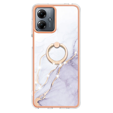 Electroplating Marble IMD TPU Phone Case with Ring Holder, For Motorola Moto G14, For Motorola Moto E13, For Motorola Moto G53 5G