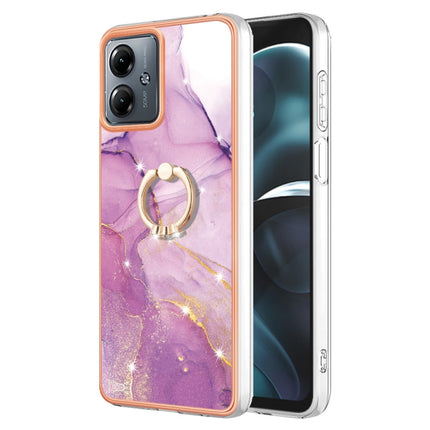 Electroplating Marble IMD TPU Phone Case with Ring Holder, For Motorola Moto G14, For Motorola Moto E13, For Motorola Moto G53 5G