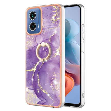 Electroplating Marble IMD TPU Phone Case with Ring Holder, For Motorola Moto G04 4G / G24 4G, For Motorola Moto G34, For Motorola Moto G84, For Motorola Moto G54