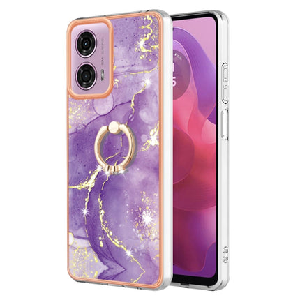Electroplating Marble IMD TPU Phone Case with Ring Holder, For Motorola Moto G04 4G / G24 4G, For Motorola Moto G34, For Motorola Moto G84, For Motorola Moto G54