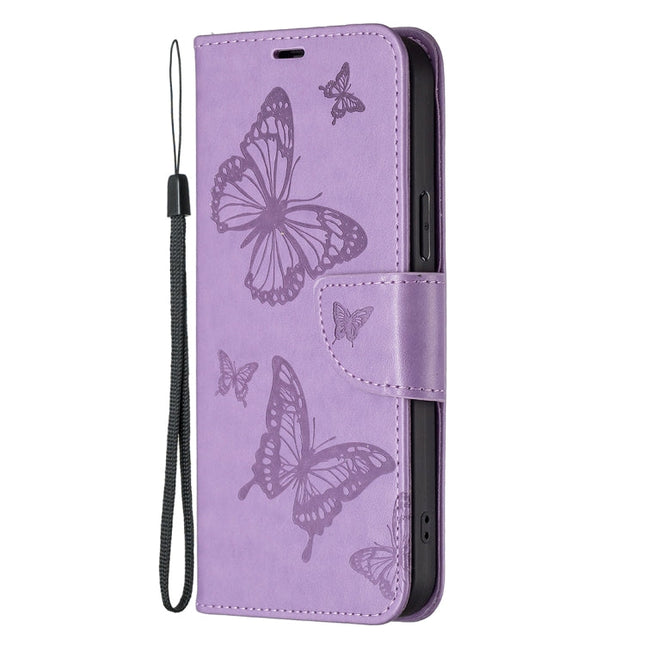 Two Butterflies Embossing Leather Phone Case, For Xiaomi Poco F5 5G / Redmi Note 12 Turbo, For Xiaomi Redmi Note 12S 4G / Note 11, For Xiaomi Civi 3 5G