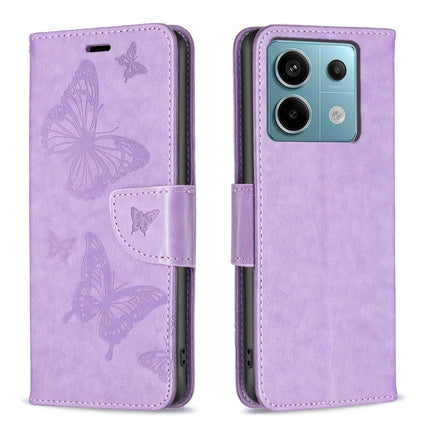 Two Butterflies Embossing Leather Phone Case, For Xiaomi Redmi 13C, For Xiaomi Redmi Note 13 Pro+ 5G, For Xiaomi Redmi Note 13 Pro 5G, For Xiaomi Redmi 12 4G